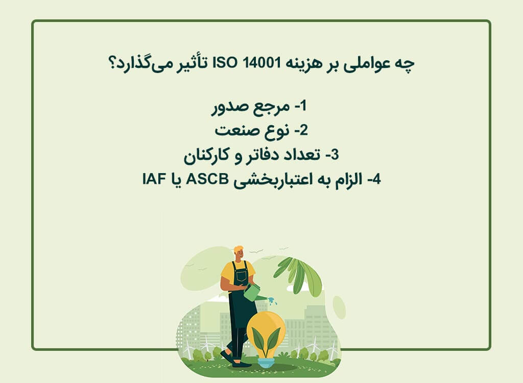 عوامل تاثیرگذار بر هزینه اخذ ایزو 14001