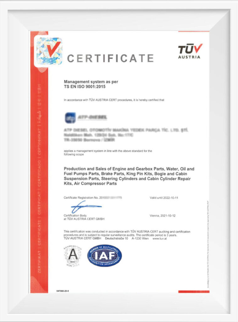 نمونه گواهینامه ایزو TÜV Austria